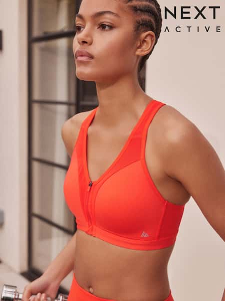 Red Active Sports High Impact Dry Tech Zip Front Bra B-GG (121749) | £28