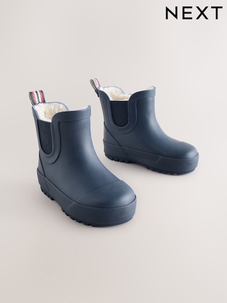 Navy Warm Lined Ankle Wellies (799021) | £15 - £18