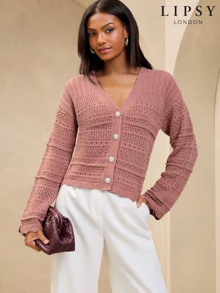 Lipsy Pink Pretty Stitch Knit Cardigan (AK4858) | £42