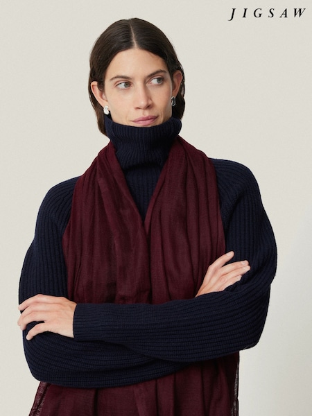 Jigsaw Red Pure Cashmere Gauze Scarf (AL6105) | £120