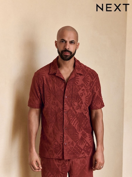 Orange Rust Textured Towelling Shirt (AM7209) | £30