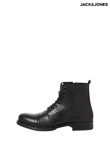 JACK & JONES Black Leather Boots (AU7214) | £82