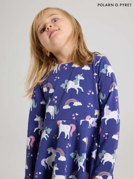 Polarn O. Pyret Blue Cotton Blend Print Dress (F18659) | £30