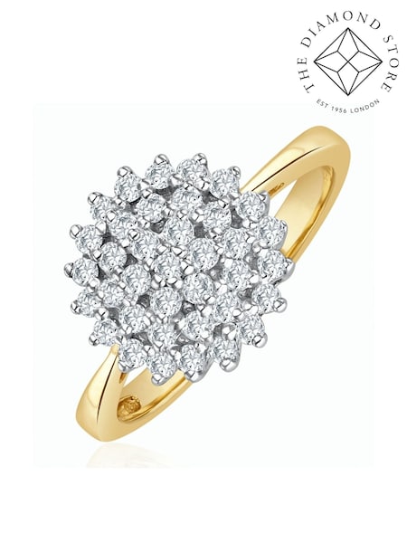 The Diamond Store 9K Yellow Gold 0.50ct White Diamond Cluster Ring (F27067) | £599