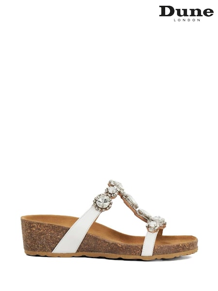 Dune London White Kristan Multi Gem Strap Wedge (F63695) | £89