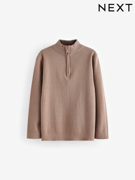 Tan Brown Quarter Zip Jumper (3-16yrs) (K84124) | £16 - £21