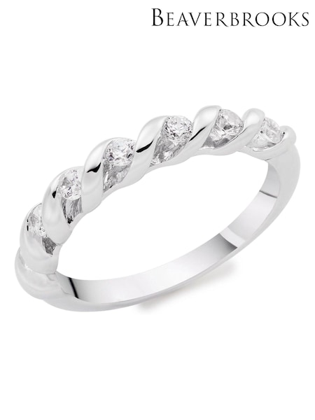 Beaverbrooks Sterling Silver Cubic Zirconia Twist Ring (Q99138) | £75