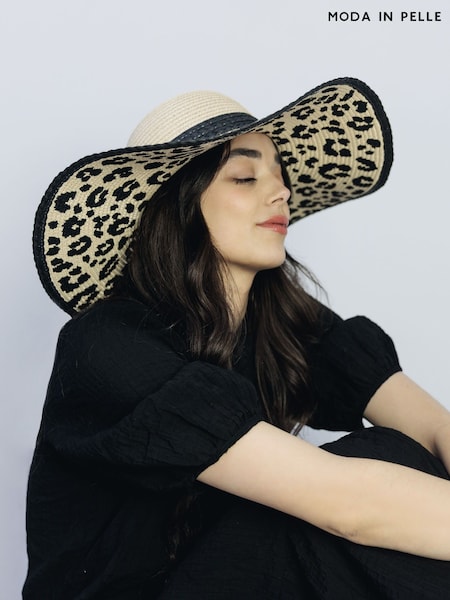 Moda in Pelle Natural Secret Leopard Floppy Hat (W54219) | £35