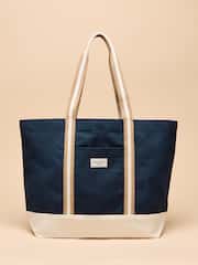 Joules Promenade Navy Canvas Beach Bag - Image 1 of 8
