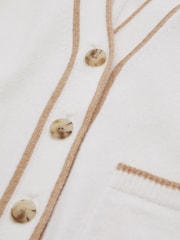 Reiss Cream Juni Wool-Blend Stripe-Detail Cardigan With Cashmere - Image 4 of 4