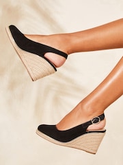 Lipsy Black Standard Fit Mid Closed Toe Sparkly Slingback Wedges - Image 3 of 5