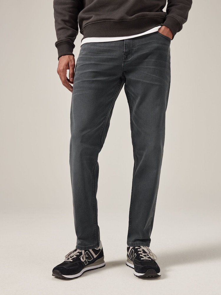 Grey Charcoal Single Slim Fit Classic Stretch Jeans - Image 1 of 11